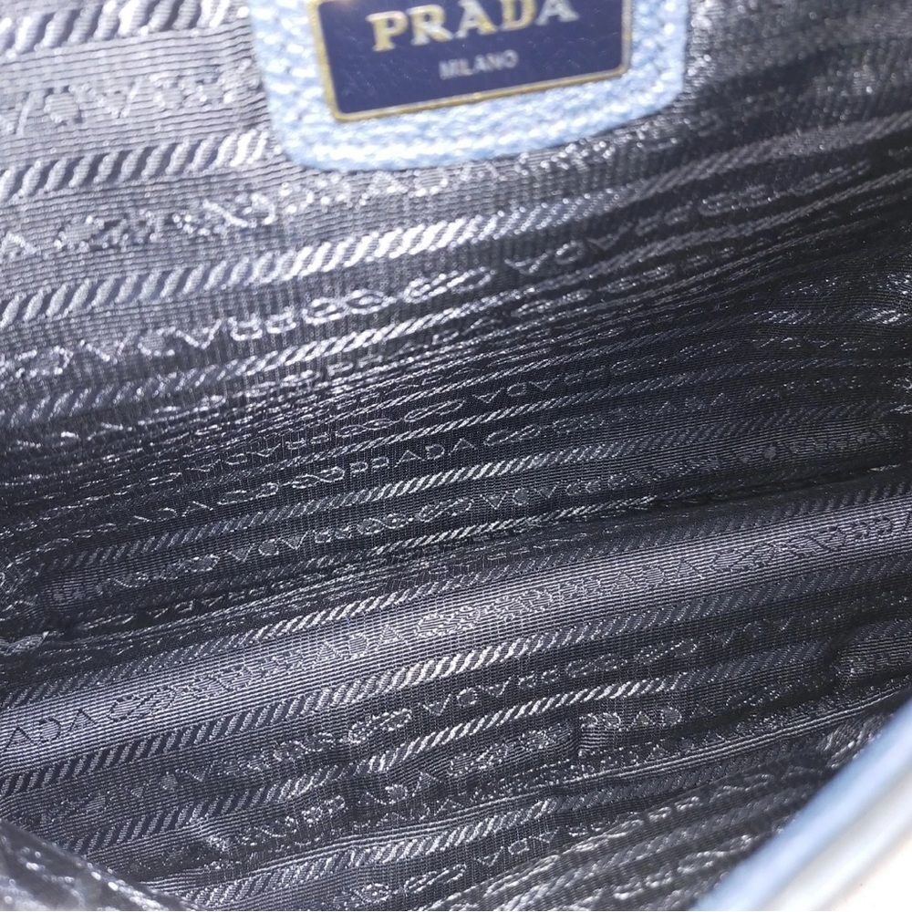 Auth PRADA Baltico Blue Vitello Daino Leather Phenix Crossbody Messenger Bag Ex+ - Picture 7 of 13